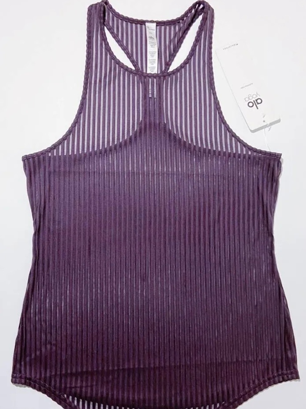 ALO Yoga Purple Ribbed Sheer Racerback Tank